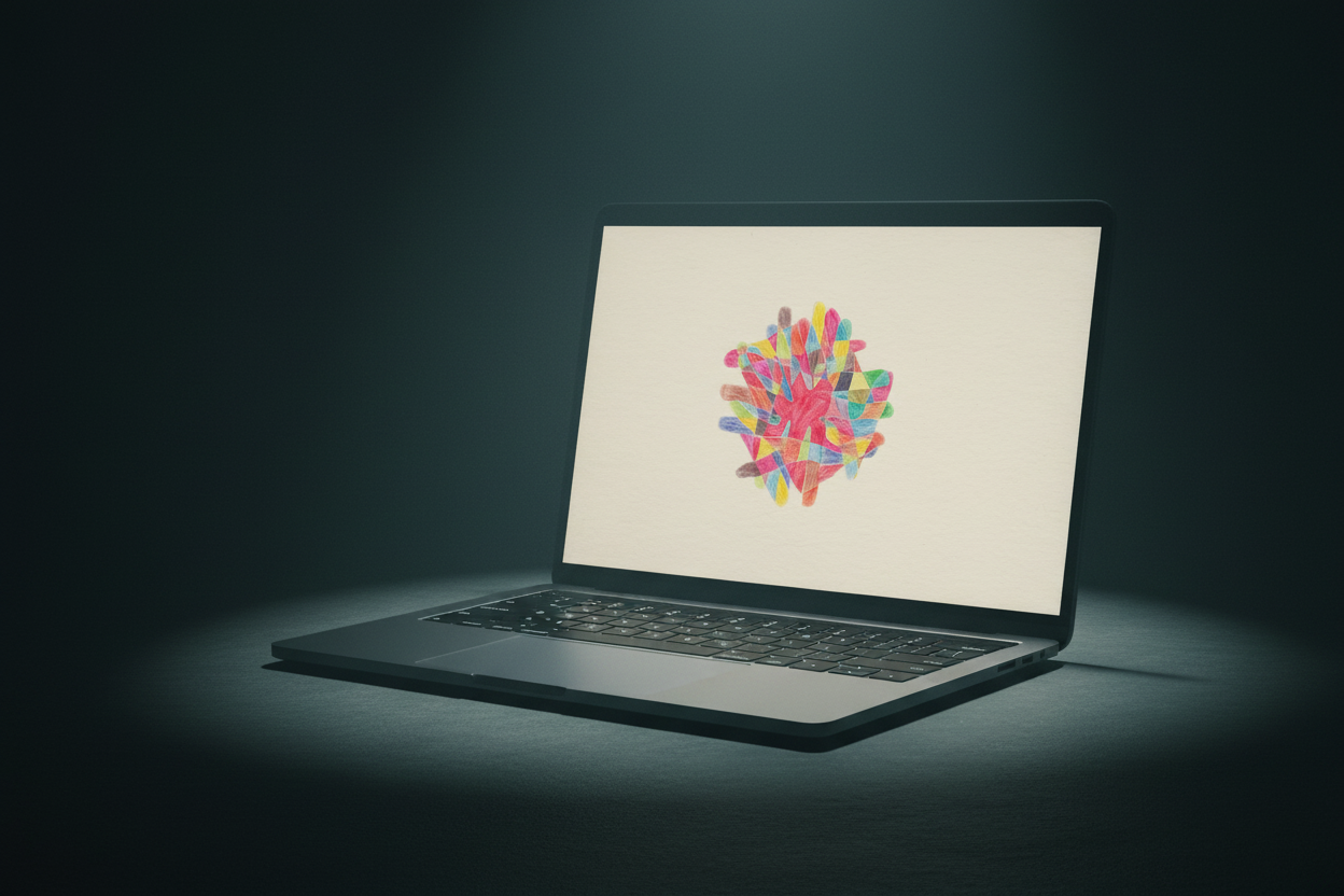 MacBook with hands wallpaper